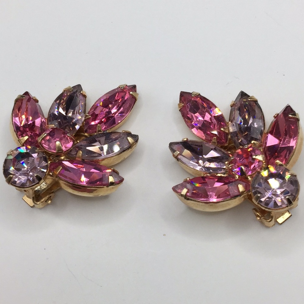 Vintage Weiss pink purple crystal earrings